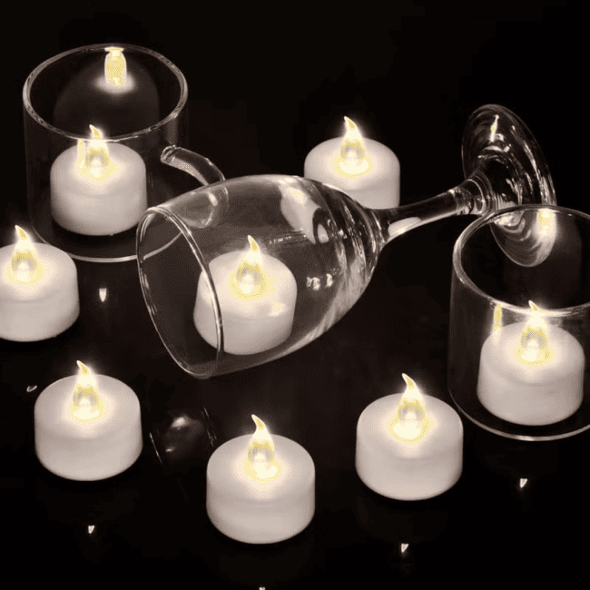 12 pcs Flameless T-lite candle set - off white