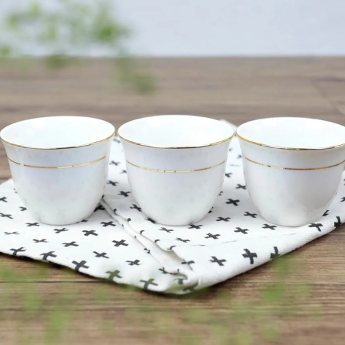 QUEENS BONE CHINA 12 PCS CAWA CUP SET - GOLD LINE