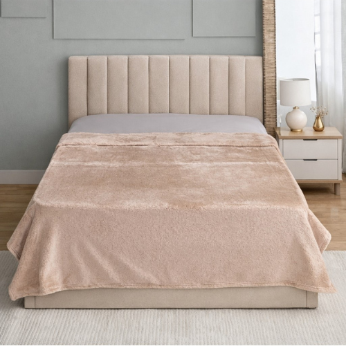 Mellow - King Micro Flannel Blanket - 240x220 cm - Beige