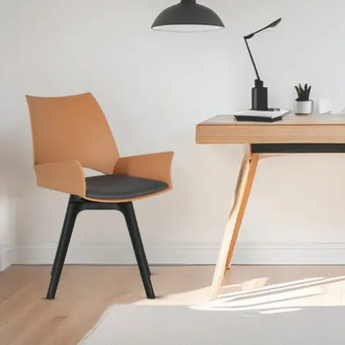 ZYRA FIBRE CAFÉ CHAIR WITH REVOLVING MECHANISM - YELLOW