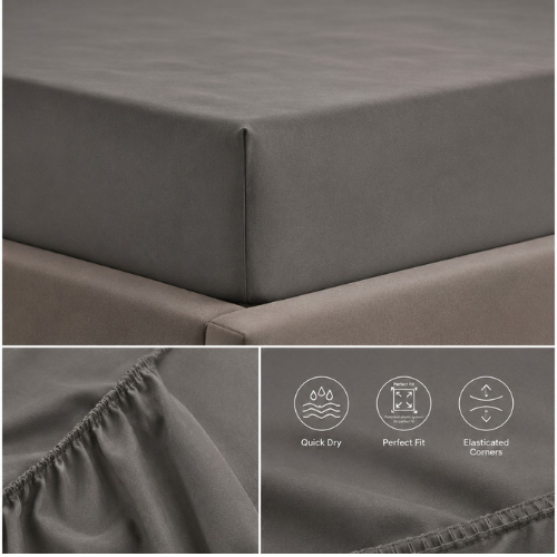 Essential King Fitted Sheet 180 x 200 + 30 cm - Dark Grey