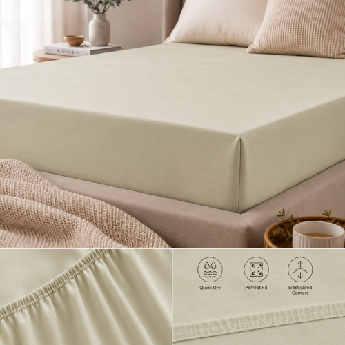 Essential Single Fitted Sheet 90 x 200 + 25 cm - Green