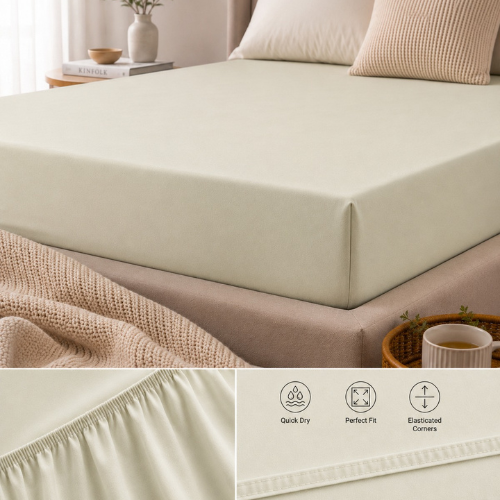 Essential Queen Fitted Sheet 160 x 200 + 30 cm - Light Green