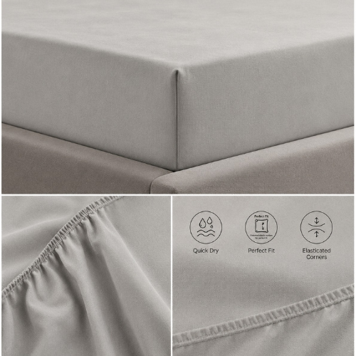 Essential King Fitted Sheet 180 x 200 + 30 cm - Light Grey